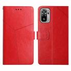 For Xiaomi Redmi Note 10 4G Y Stitching Horizontal Flip Leather Phone Case(Red) - 1