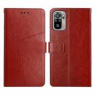 For Xiaomi Redmi Note 10 4G Y Stitching Horizontal Flip Leather Phone Case(Brown) - 1
