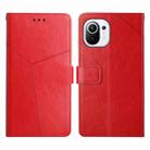 For Xiaomi Mi 11 Lite Y Stitching Horizontal Flip Leather Phone Case(Red) - 1