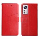 For Xiaomi 12 Y Stitching Horizontal Flip Leather Phone Case(Red) - 1