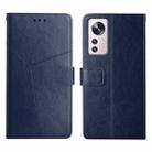 For Xiaomi 12 Y Stitching Horizontal Flip Leather Phone Case(Blue) - 1