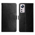 For Xiaomi 12 Y Stitching Horizontal Flip Leather Phone Case(Black) - 1