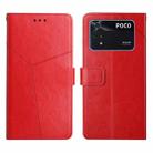 For Xiaomi Poco M4 Pro 4G Y Stitching Horizontal Flip Leather Phone Case(Red) - 1