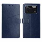 For Xiaomi Poco M4 Pro 4G Y Stitching Horizontal Flip Leather Phone Case(Blue) - 1