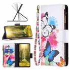For Infinix Hot 11s/Hot 11T Colored Drawing Pattern Zipper Horizontal Flip Phone Leather Case(Two Butterflies) - 1