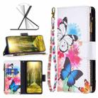 For OPPO Realme C31 Colored Drawing Pattern Zipper Horizontal Flip Phone Leather Case(Two Butterflies) - 1