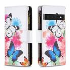 For Google Pixel 7 Pro 5G Colored Drawing Pattern Zipper Horizontal Flip Phone Leather Case(Two Butterflies) - 1