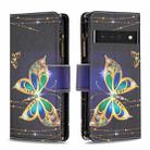 For Google Pixel 7 Pro 5G Colored Drawing Pattern Zipper Horizontal Flip Phone Leather Case(Big Butterfly) - 1