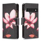 For Google Pixel 7 Pro 5G Colored Drawing Pattern Zipper Horizontal Flip Phone Leather Case(Lotus) - 1