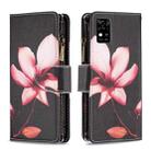 For ZTE Blade  A31 Colored Drawing Pattern Zipper Horizontal Flip Phone Leather Case(Lotus) - 1