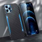 Carbon Fiber PC + TPU Phone Case For iPhone 12 Pro Max(Blue) - 1