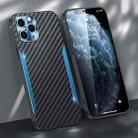 Carbon Fiber PC + TPU Phone Case For iPhone 11 Pro Max(Blue) - 1