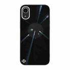 For iPhone XR Convex Lens Texture TPU + Tempered Glass Phone Case(Black) - 1