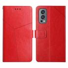 For OnePlus Nord 2 5G Y Stitching Horizontal Flip Leather Phone Case(Red) - 1