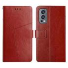 For OnePlus Nord 2 5G Y Stitching Horizontal Flip Leather Phone Case(Brown) - 1