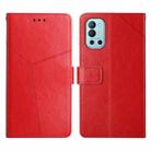 For OnePlus 9R Y Stitching Horizontal Flip Leather Phone Case(Red) - 1