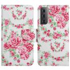 For Samsung Galaxy S22 5G Painted Pattern Horizontal Flip Leather Phone Case(Rose Flower) - 1