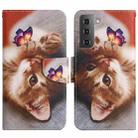 For Samsung Galaxy S22 5G Painted Pattern Horizontal Flip Leather Phone Case(Butterfly Cat) - 1