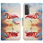 For Samsung Galaxy S22 5G Painted Pattern Horizontal Flip Leather Phone Case(Flamingo) - 1