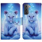 For Samsung Galaxy S22 5G Painted Pattern Horizontal Flip Leather Phone Case(Little Leopard) - 1