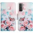 For Samsung Galaxy S22 5G Painted Pattern Horizontal Flip Leather Phone Case(Peony Butterfly) - 1