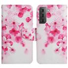 For Samsung Galaxy S22+ 5G Painted Pattern Horizontal Flip Leather Phone Case(Red Flower) - 1