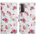 For Samsung Galaxy S22+ 5G Painted Pattern Horizontal Flip Leather Phone Case(Red Peony) - 1