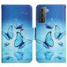 For Samsung Galaxy S22+ 5G Painted Pattern Horizontal Flip Leather Phone Case(Flying Butterfly) - 1