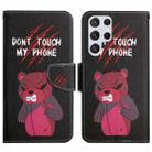 For Samsung Galaxy S22 Ultra 5G Painted Pattern Horizontal Flip Leather Phone Case(Red Bear) - 1