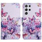 For Samsung Galaxy S22 Ultra 5G Painted Pattern Horizontal Flip Leather Phone Case(Bright Butterfly) - 1