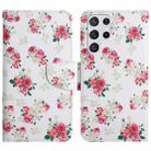 For Samsung Galaxy S22 Ultra 5G Painted Pattern Horizontal Flip Leather Phone Case(Red Peony) - 1