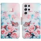 For Samsung Galaxy S22 Ultra 5G Painted Pattern Horizontal Flip Leather Phone Case(Peony Butterfly) - 1