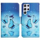 For Samsung Galaxy S22 Ultra 5G Painted Pattern Horizontal Flip Leather Phone Case(Flying Butterfly) - 1