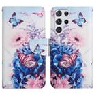 For Samsung Galaxy S22 Ultra 5G Painted Pattern Horizontal Flip Leather Phone Case(Purple Butterfly) - 1