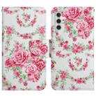 For Samsung Galaxy A13 5G Painted Pattern Horizontal Flip Leather Phone Case(Rose Flower) - 1