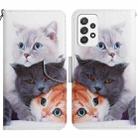 For Samsung Galaxy A53 5G Painted Pattern Horizontal Flip Leather Phone Case(Three Cats) - 1