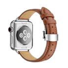 Slimming Butterfly Buckle Watch Band For Apple Watch Series 8&7 41mm / SE 2&6&SE&5&4 40mm / 3&2&1 38mm(Brown Silver) - 1