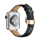 Slimming Butterfly Buckle Watch Band For Apple Watch Series 8&7 41mm / SE 2&6&SE&5&4 40mm / 3&2&1 38mm(Black Rose Gold) - 1