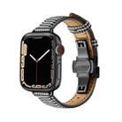 Slimming Butterfly Buckle Watch Band For Apple Watch Series 9&8&7 41mm / SE 3&SE 2&6&SE&5&4 40mm / 3&2&1 38mm(Houndstooth Black) - 1