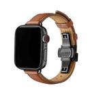 Slimming Butterfly Buckle Watch Band For Apple Watch Ultra 49mm / Series 8&7 45mm / SE 2&6&SE&5&4 44mm / 3&2&1 42mm(Brown Black) - 1