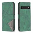 For Google Pixel 7 Pro 5G BF05 Magnetic Buckle Rhombus Texture Leather Phone Case(Green) - 1