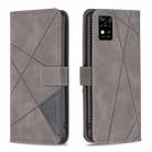 For ZTE Blade  A31 BF05 Magnetic Buckle Rhombus Texture Leather Phone Case(Grey) - 1