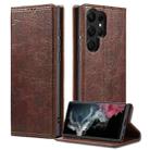 For Samsung Galaxy S22 Ultra 5G Vintage Bark Texture Wallet Leather Phone Case(Brown) - 1