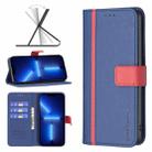 For iPhone 13 Pro Max BF13 Color Matching Cross Texture Leather Phone Case (Blue) - 1