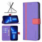 For iPhone 13 Pro Max BF13 Color Matching Cross Texture Leather Phone Case (Purple) - 1