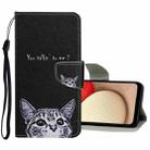 For Samsung Galaxy A22 4G Colored Drawing Pattern Flip Leather Case(Little Cat) - 1