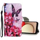 For Samsung Galaxy A22 4G Colored Drawing Pattern Flip Leather Case(Red Flower Butterfly) - 1