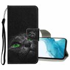 For Samsung Galaxy S22+ 5G Colored Drawing Pattern Flip Leather Case(Black Cat) - 1