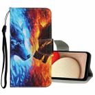 For Samsung Galaxy S22 Ultra 5G Colored Drawing Pattern Flip Leather Case(Flame Wolf) - 1