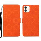 For iPhone 13 Ethnic Style Embossed Pattern Leather Phone Case(Orange) - 1